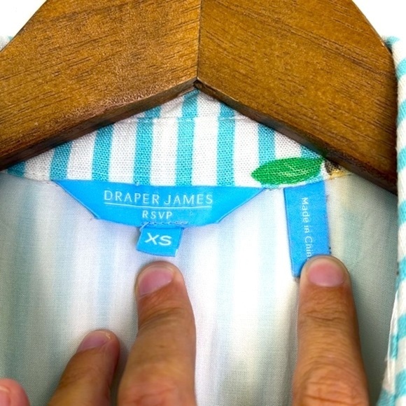 Draper James RSVP - Yellow Magnolia Teal Stripe Button Down Shirt Maxi Dress XS - Picture 11 of 13